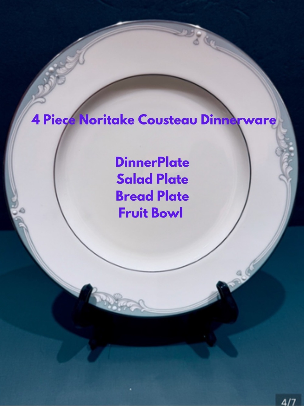 4 Piece Noritake Cousteau Fine Bone China Dish Set.